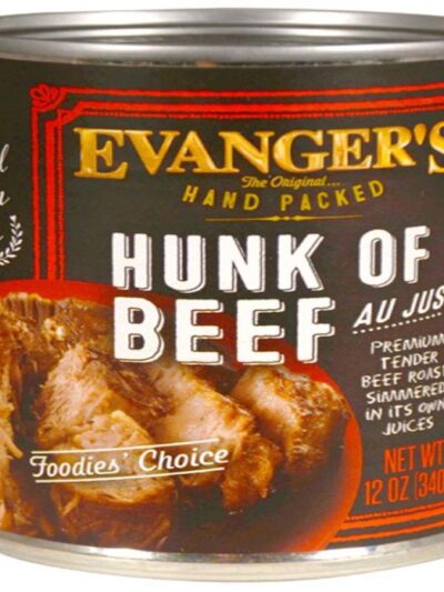 Evanger's Hand Packed Wet Dog Food Hunk of Beef 12oz 12pk