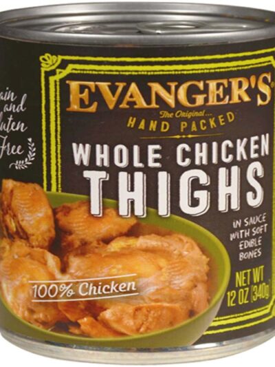 Evanger's Hand Packed Wet Dog Food Whole Chicken Thighs 12oz 12pk
