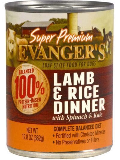 Evanger's Super Premium Wet Dog Food Lamb & Rice 12.8oz 12pk