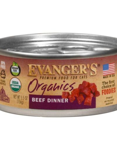 Evanger's Organics Wet Cat Food Beef 5.5oz (Case of 24)