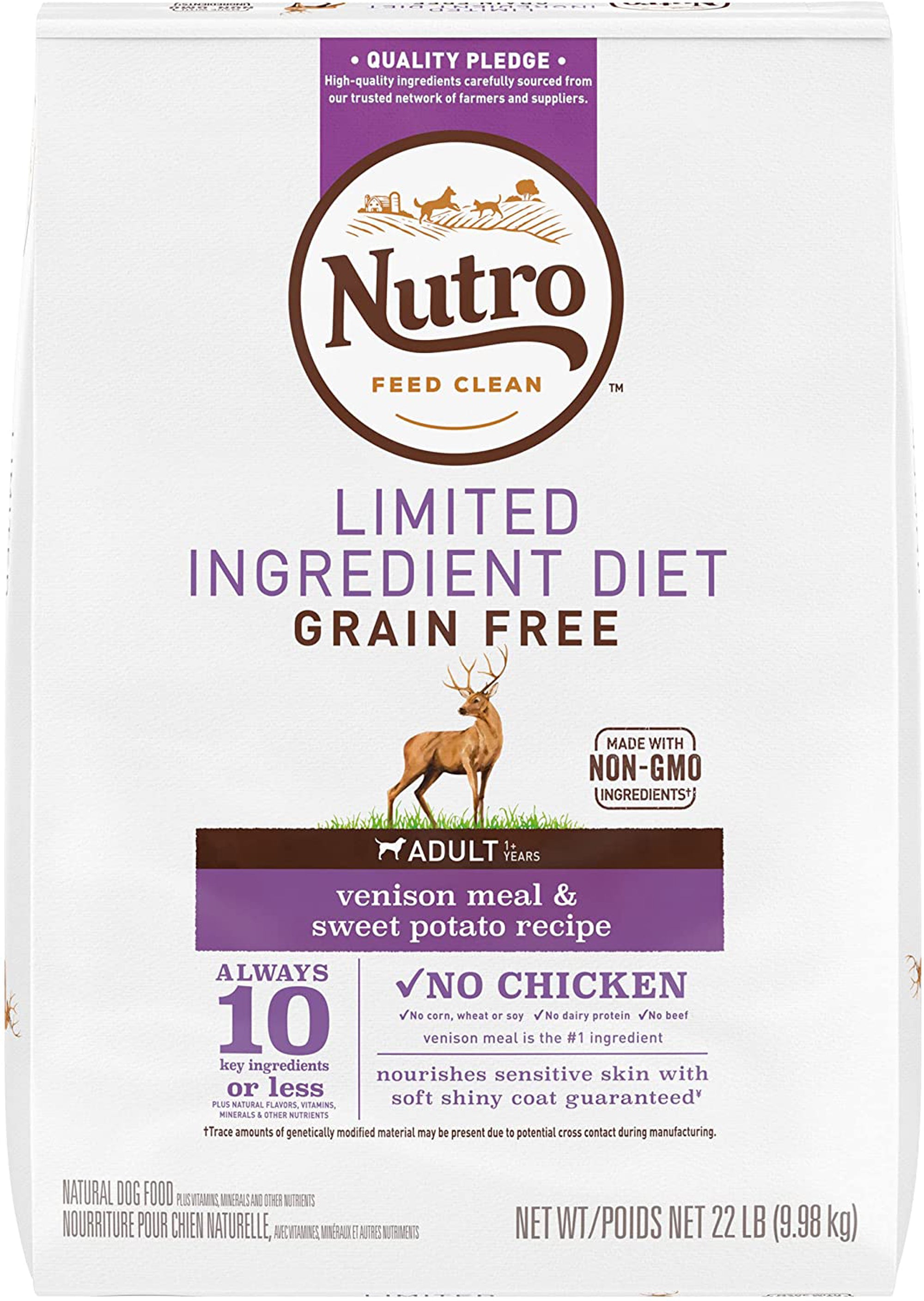 Nutro Products Limited Ingredient Diet Adult Dry Dog Food Venison & Sweet Potato 22lb