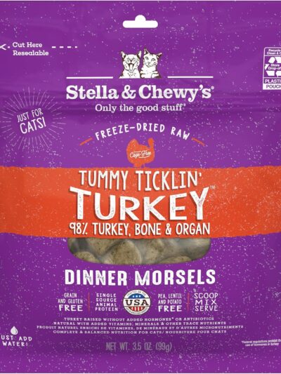 Stella and Chewys Cat Freeze Dried Tummy Ticklin Turkey Dinner 3.5oz.