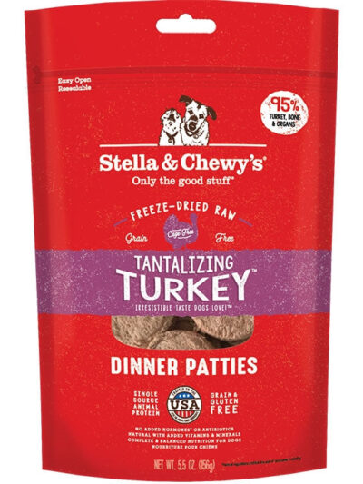 Stella And Chewys Freeze Dried Tantalizing Turkey Dinner Patties 5.5oz.