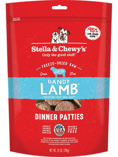 Stella And Chewys Freeze Dried Dandy Lamb Dinner Patties Raw Dog Food 25 oz.
