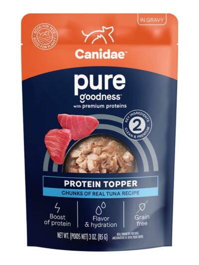 CANIDAE PURE Goodness Protein Topper for Dogs Tuna Chunks in Gravy, 12ea/3 oz