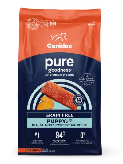 CANIDAE PURE Farm To Bowl GrainFree LID Dry Puppy Food Wild Caught Salmon Sweet Potato, 1ea/4 lb