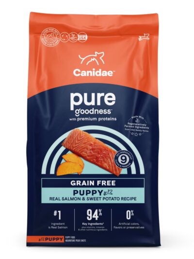 CANIDAE PURE Farm To Bowl GrainFree LID Dry Puppy Food Wild Caught Salmon Sweet Potato, 1ea/22 lb