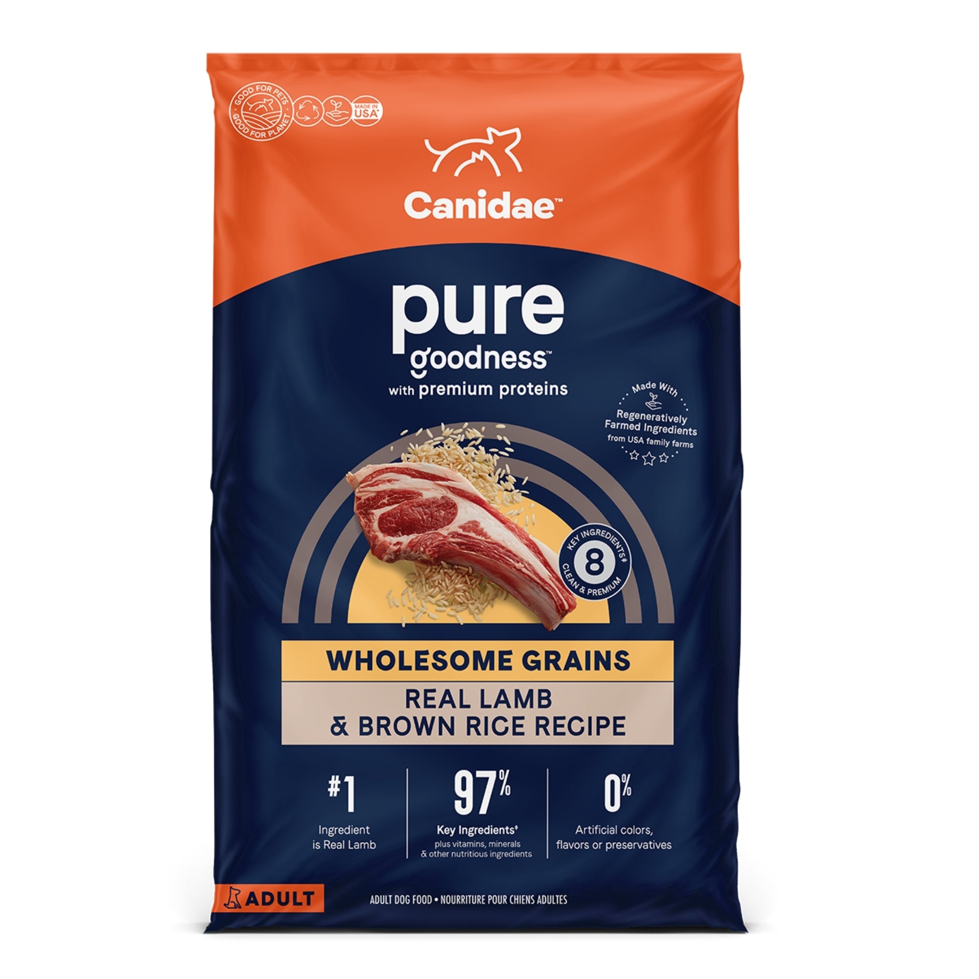 CANIDAE PURE Farm To Bowl GrainFree LID Dry Dog Food Lamb Sweet Potato, 1ea/22 lb