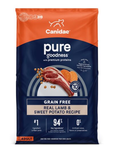 CANIDAE PURE Farm To Bowl GrainFree LID Dry Dog Food Lamb Pea, 1ea/4 lb