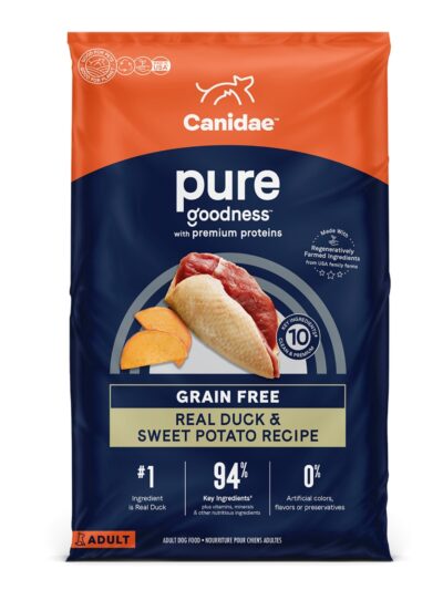 CANIDAE PURE Farm To Bowl GrainFree LID Dry Dog Food Duck Sweet Potato, 1ea/4 lb