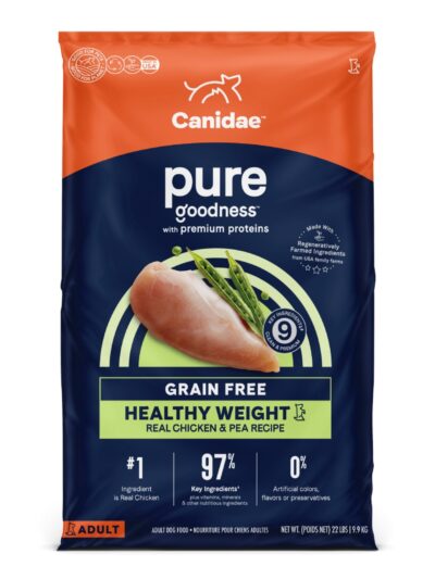 CANIDAE PURE Farm To Bowl GrainFree LID Healthy Weight Dry Dog Food Chicken  Pea, 1ea/22 lb