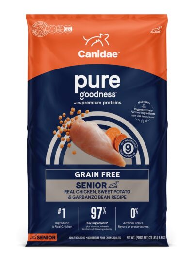 CANIDAE PURE Farm To Bowl GrainFree LID Dry Senior Dog Food Chicken, Sweet Potato  Garbanzo Bean, 1ea/22 lb