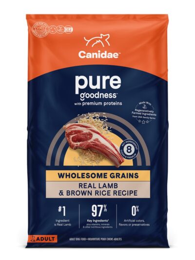 CANIDAE PURE Farm To Bowl w/Wholesome Grains Dry Dog Food Lamb Brown Rice, 1ea/4 lb