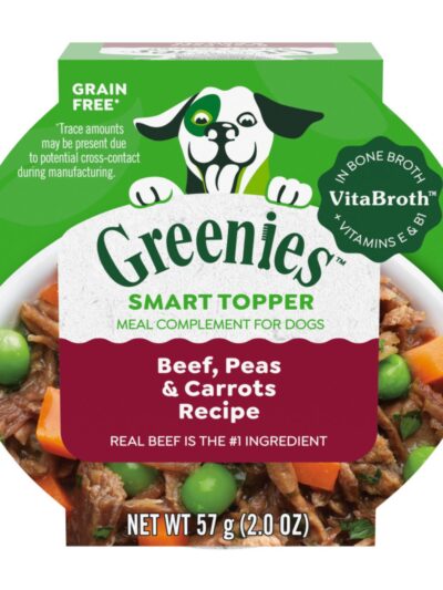 Greenies Smart Topper GrainFree Meal Compliment for Dogs Beef, Peas Carrots, 10ea/2 oz
