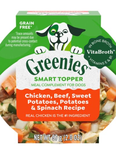 Greenies Smart Topper GrainFree Meal Compliment for Dogs Chicken, Beef, Sweet Potato Spinach, 10ea/2 oz