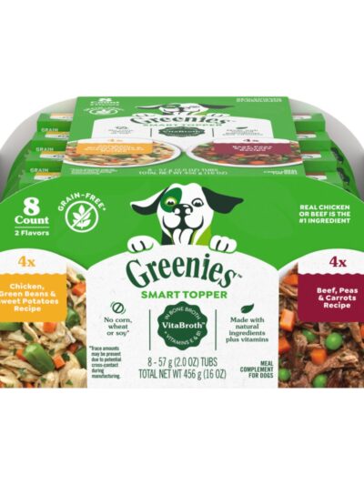 Greenies Smart Topper GrainFree Meal Compliment for Dogs Variety Pack Chicken Beef, 2ea/2 oz, 8 pk