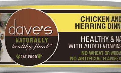 Daves Naturally Healthy Cat Food, Chicken and Herring Dinner 5.5oz. (Case of 24)