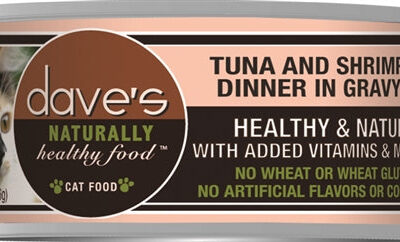 Dave's Naturally Healthy Cat Food; Tuna and Shrimp Dinner In Gravy 5.5oz. (Case of 24)