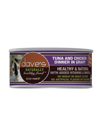 Daves Naturally Healthy Cat Food Tuna and Chicken Dinner In Gravy 3Oz (Case of 24)