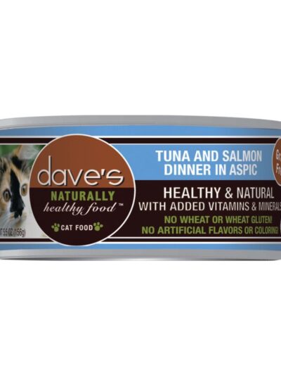 Daves Naturally Healthy Cat Food Tuna and Salmon Dinner In Aspic 3Oz (Case of 24)