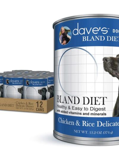 Dave'S Pet Food Dog Restricted Bland Diet Chicken & Rice 22Oz 12 Pack