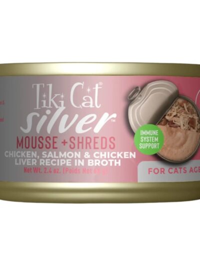 Tiki Pets Cat Silver Mousse Chicken & Salmon 2.4oz. (Case of 12)