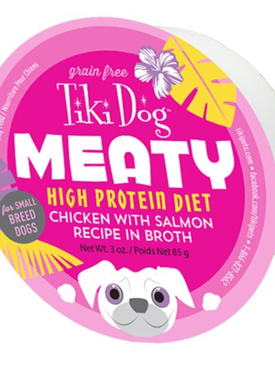 Tiki Pets Dog Mighty Chicken Salmon 3oz. (Case of 4)