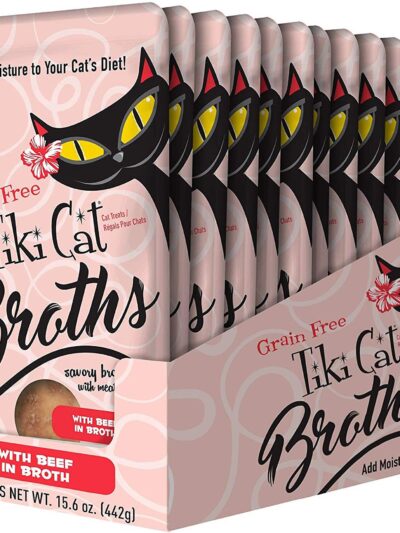 Tiki Pets Cat Beef in Broth 1.3oz Pouch (Case of 12)