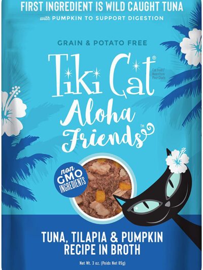 Tiki Pets Cat Aloha Friends Tuna, Tilapia & Pumpkin 3oz. Pouches (Case of 12)