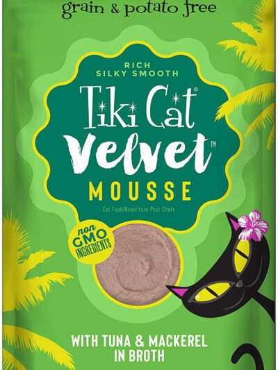 Tiki Pets Cat Velvet Mousse Tuna and Mackerel in Broth 2.8oz. (Case of 12)