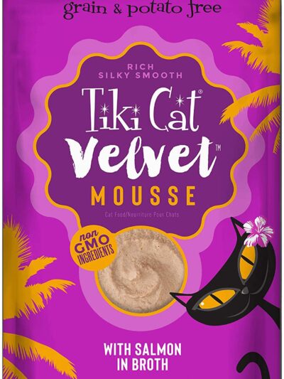 Tiki Pets Cat Velvet Mousse Salmon in Broth 2.8oz. (Case of 12)