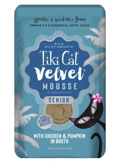 Tiki Pets Cat Senior Mousse with Chicken and Pumpkin in Broth 2.8oz. (Case of 12)