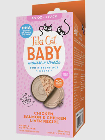 Tiki Pet Cat Mousse Kitten Salmon Chicken Liver 1.9oz. (Case of 3)