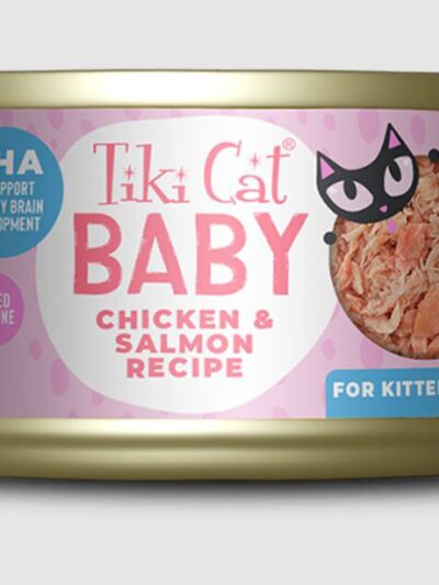Tiki Pets Cat Baby Kitten Whole Foods with Chicken and Salmon Recipe 2.4oz. (Case of 12)