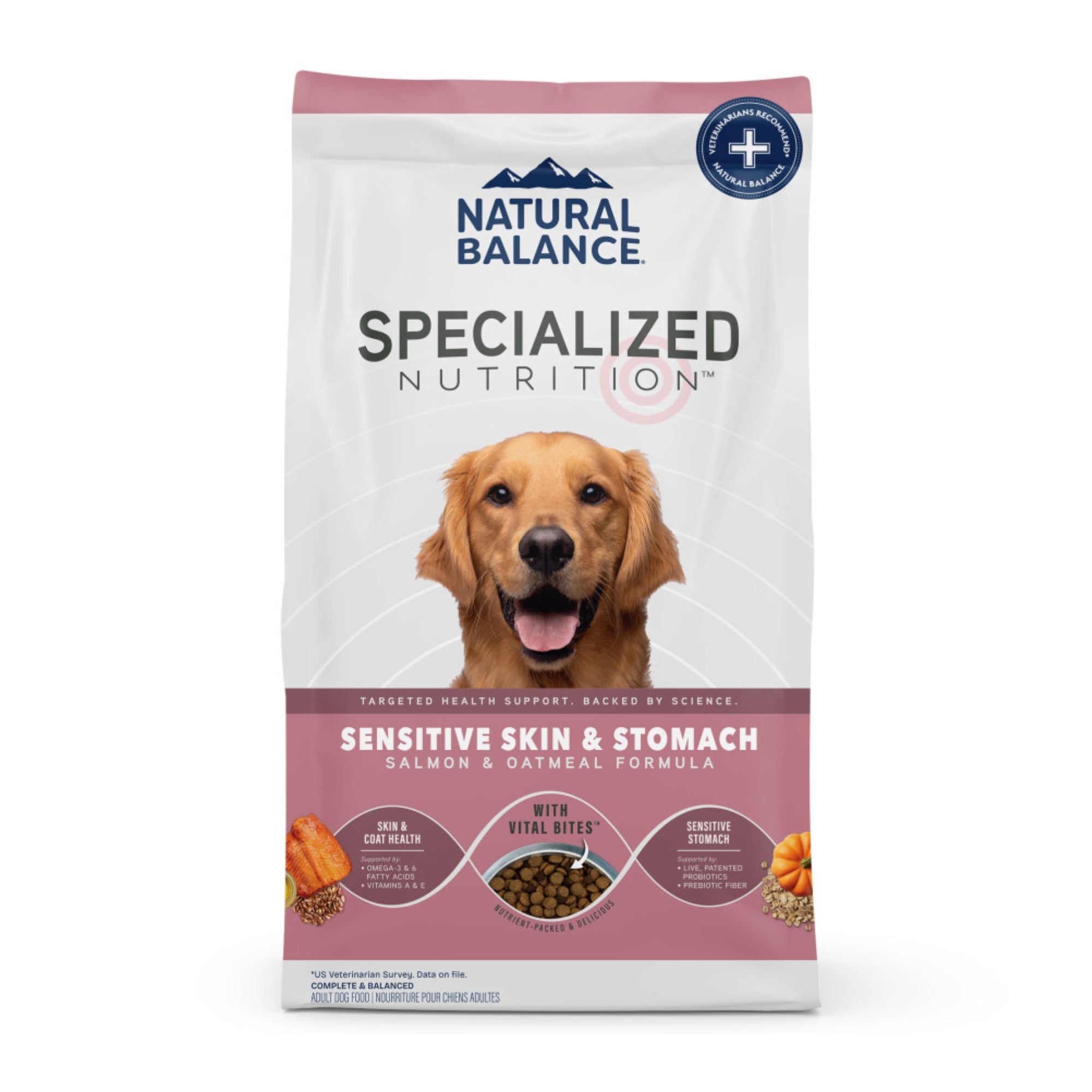 Natural Balance Pet Foods Specialized Sensitive Skin Stomach Dry Dog Food Salmon Oatmeal, 1ea/3.5 lb