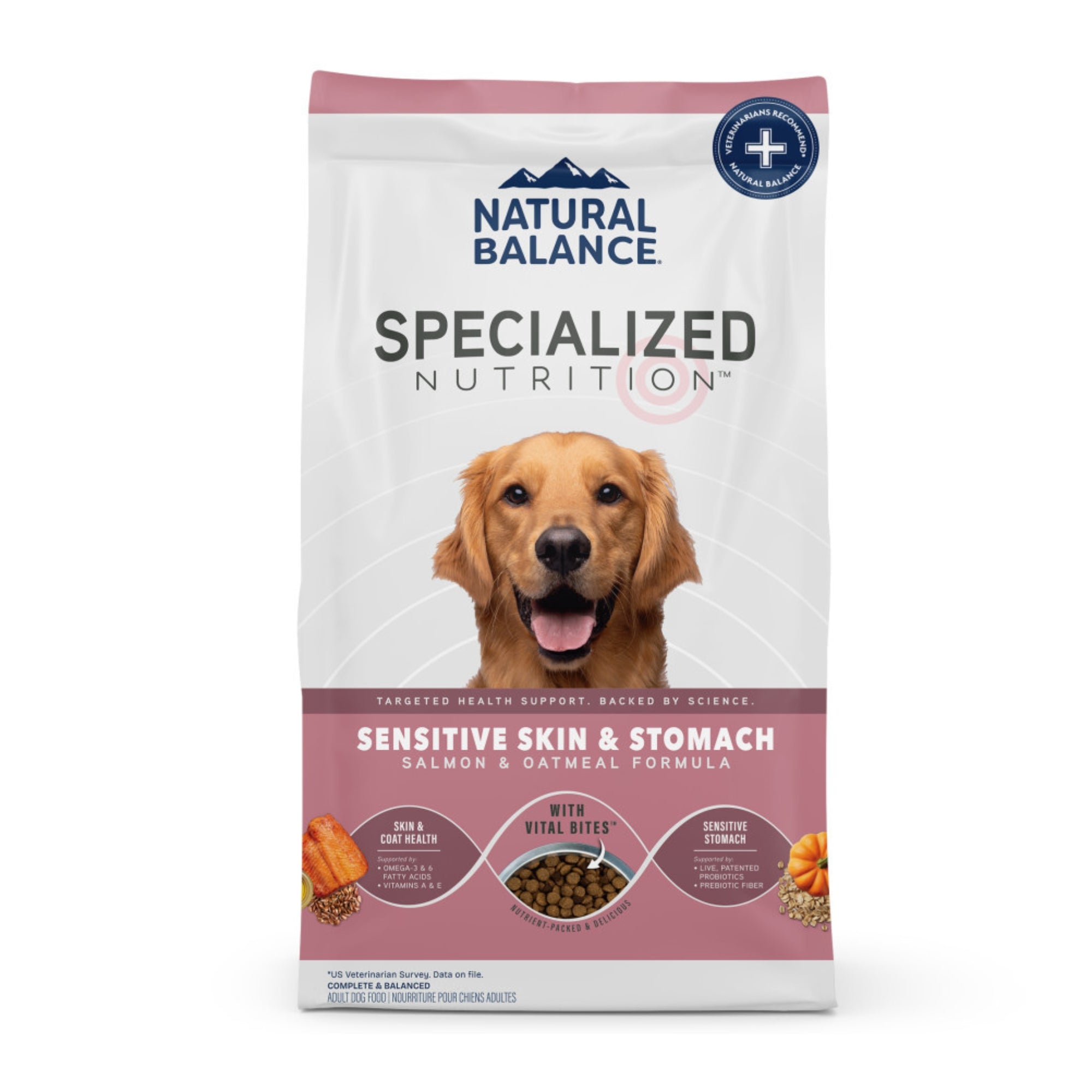 Natural Balance Pet Foods Specialized Sensitive Skin Stomach Dry Dog Food Salmon Oatmeal, 1ea/22 lb