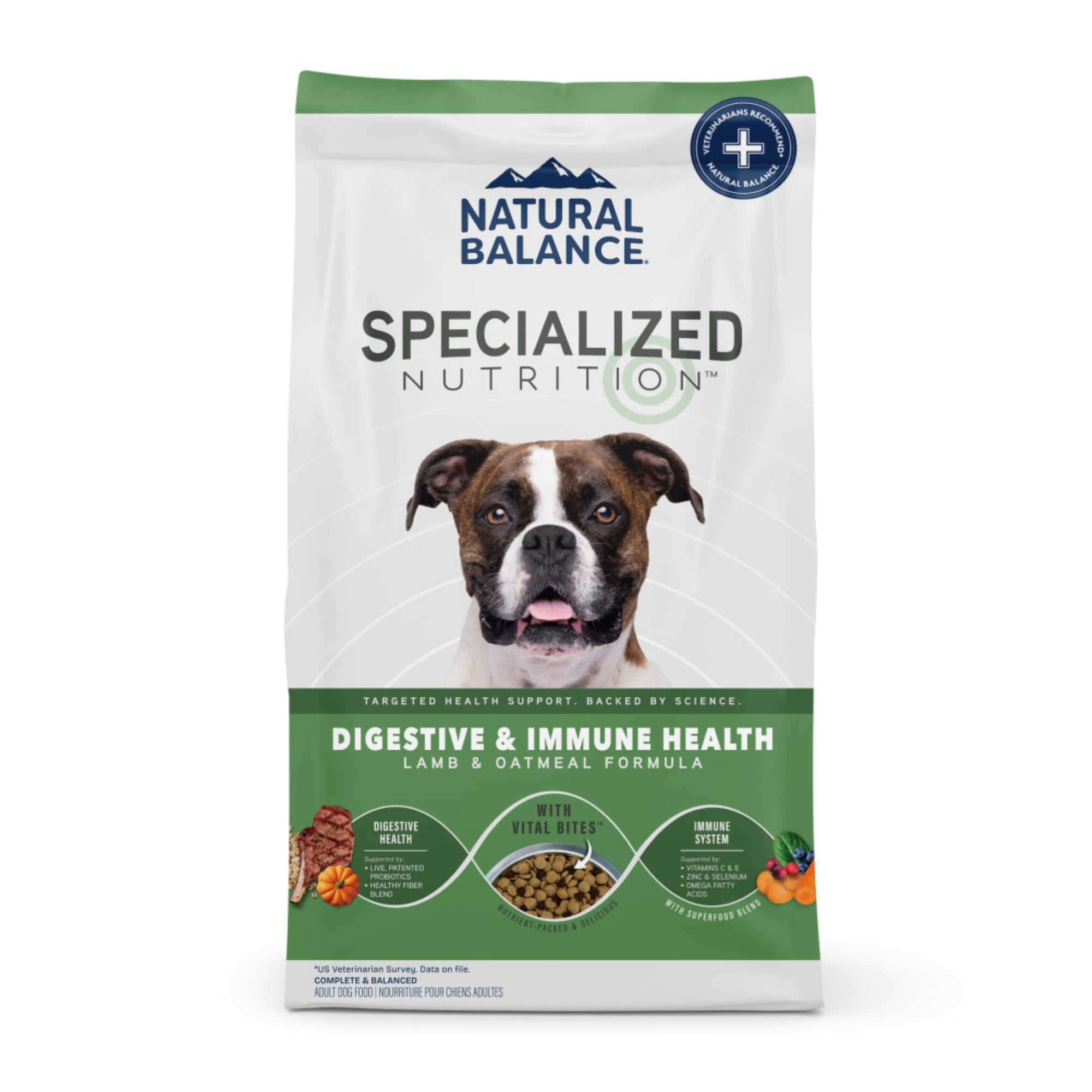 Natural Balance Pet Foods Specialized Digestive Immune Dry Dog Food Lamb Oatmeal, 1ea/3.5 lb