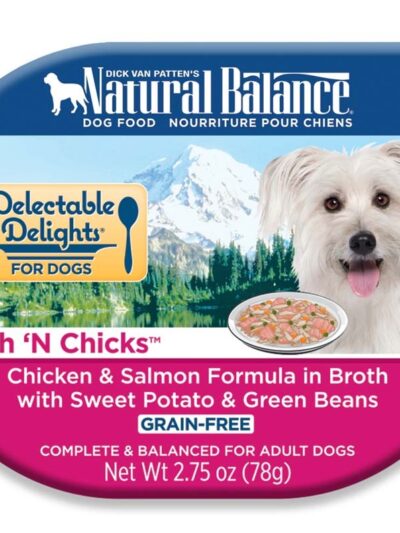 Natural Balance Pet Foods Original Ultra Delectable Delights Wet Dog Food Tub Fish 'N Chicks in Broth 2.75oz