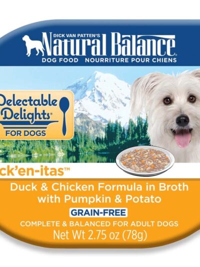 Natural Balance Pet Foods Delectable Delights Wet Dog Food Duck'en-itas in Broth 2.75oz. (Case of 24)