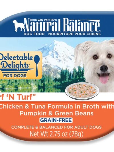 Natural Balance Pet Foods Original Ultra Delectable Delights Wet Dog Food Tub Surf 'N Turf in Broth 2.75oz