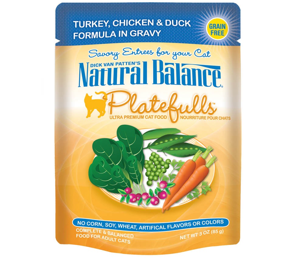 Natural Balance Pet Foods Original Ultra Platefulls Morsels in Gravy Wet Cat Food Pouch Turkey, Chicken, & Duck 3oz