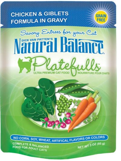 Natural Balance Pet Foods Original Ultra Platefulls Morsels in Gravy Wet Cat Food Pouch Chicken & Giblets 3oz