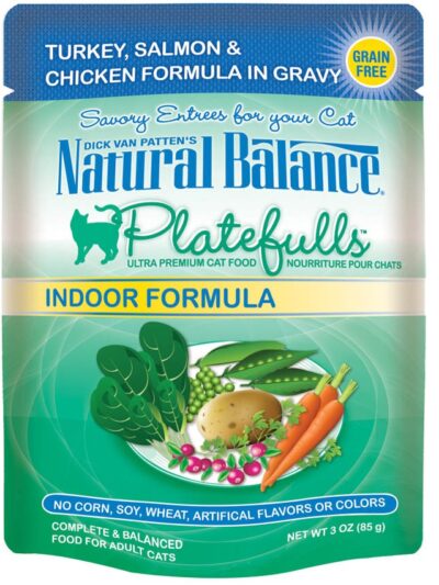 Natural Balance Pet Foods Original Ultra Platefulls Morsels in Gravy Wet Cat Food Pouch Turkey, Salmon & Chicken 3oz