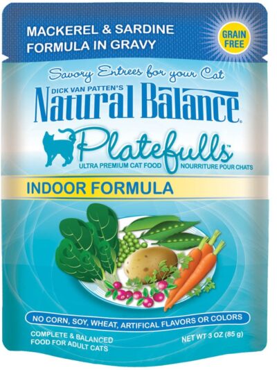 Natural Balance Pet Foods Original Ultra Platefulls Morsels in Gravy Wet Cat Food Pouch Mackerel & Sardine 3oz