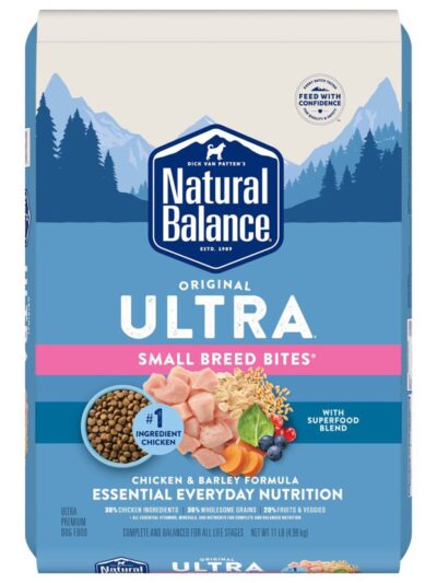 Natural Balance Pet Foods Original Ultra Broth Coated Small Breed Bites Dry Dog Food Chicken & Barley 11lb
