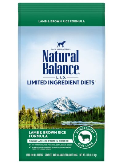 Natural Balance Pet Foods Limited Ingredient Dry Dog Food Lamb & Brown Rice 4lb