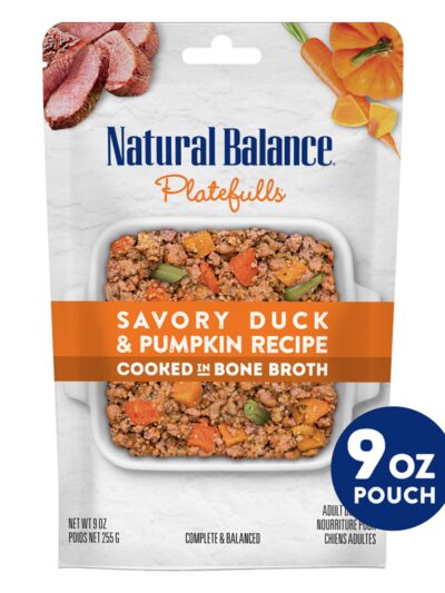 Natural Balance Pet Foods Original Ultra Platefulls Wet Dog Food Pouch Savory Duck & Pumpkin Recipe 9oz
