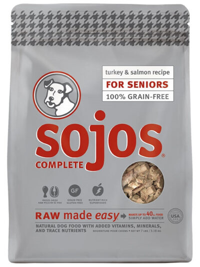 Sojos Complete Turkey And Salmon Recipe Senior Grain-Free Freeze-Dried Dehydrated Dog Food, 7 Lbs