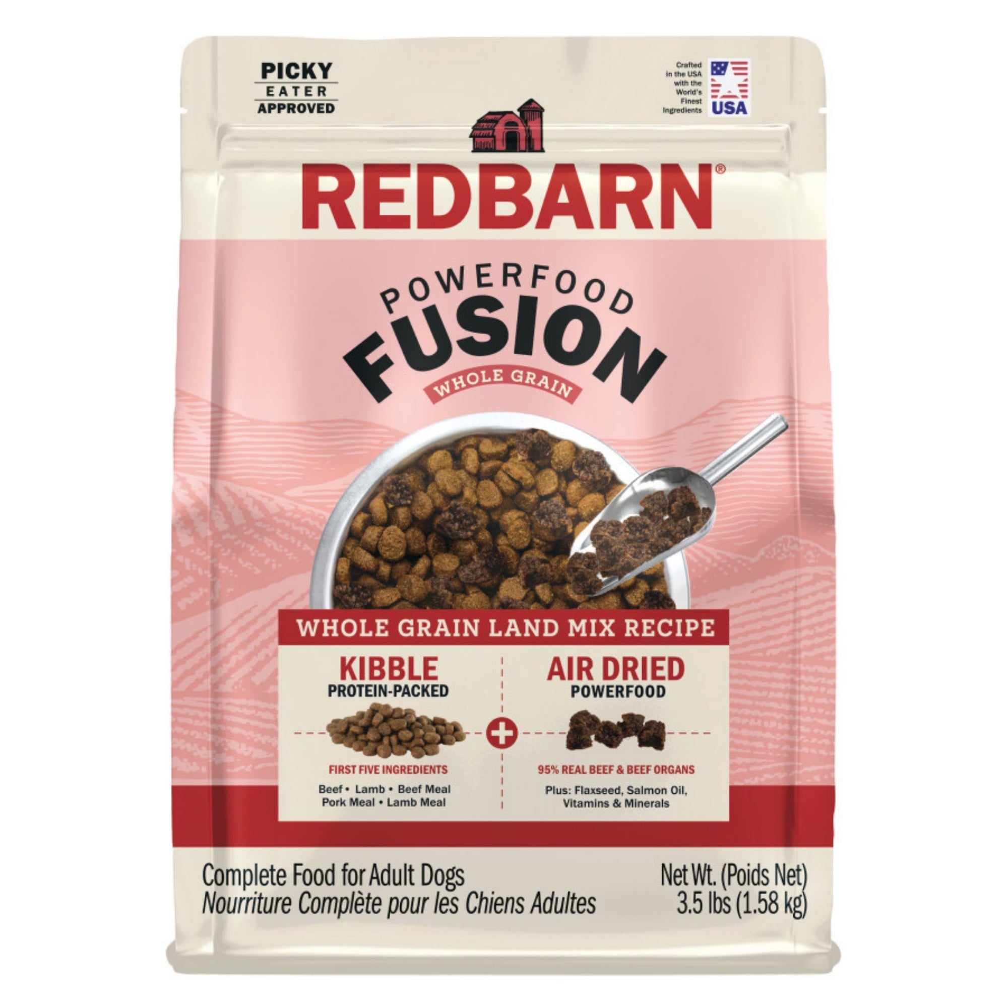 Redbarn Pet Products Powerfood Fusion Whole Grain Dry Dog Food Land Mix Beef, 1ea/3.5 lb