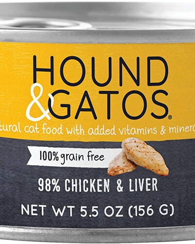 Hound and Gatos Cat Grain Free Chicken and Liver 5.5oz.(Case of 24)
